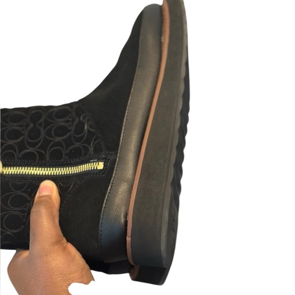 Coach Isa Suede Faux Fur Black Boots sz 9 - Picture 6 of 11